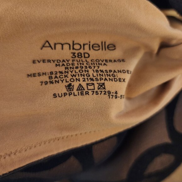 Ambrielle 38D Black Mesh Swirl Everyday Full Coverage Bra - Picture 5 of 5